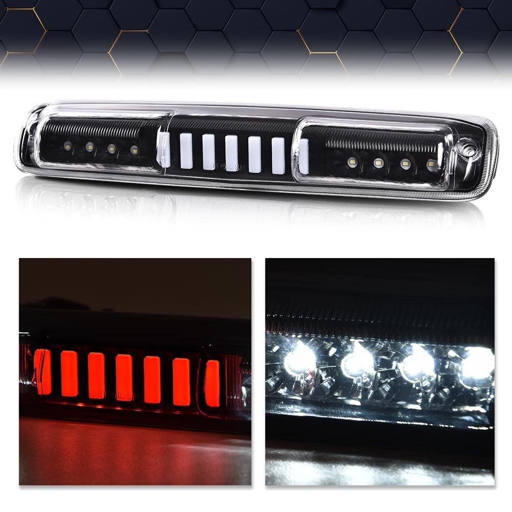 PIT66 LED 3rd Brake Light, Compatible With Chevy Silverado 99-07/Fit GMC Sierra 1500 2500HD 3500 99-07 High Mount Stop Parking Light I Type Third Brake Cargo Lamps Black Housing Clear Lens