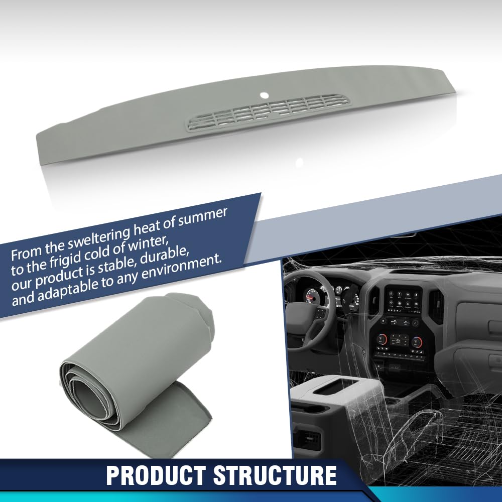 PIT66 Dashboard Dash Cover Gray Fit Chevy Silverado GMC Sierra 2007-2013