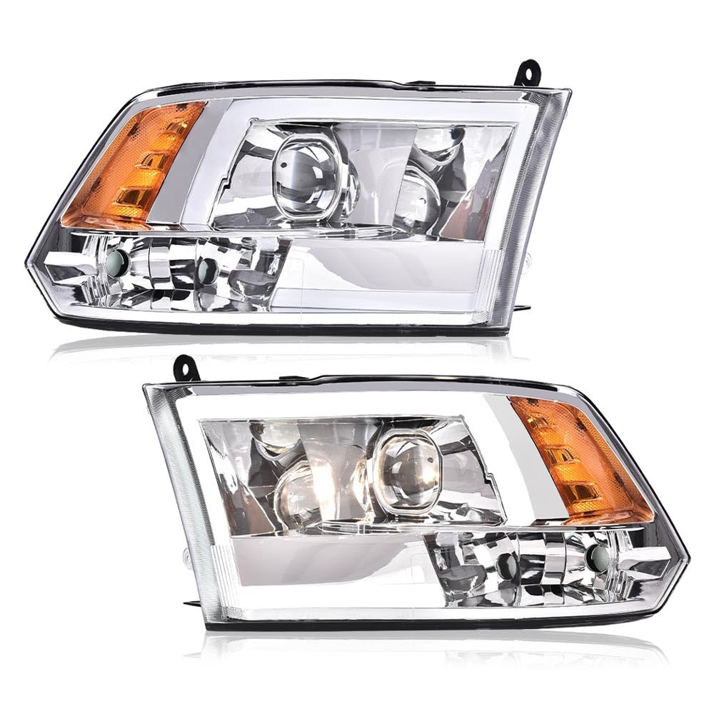 PIT66 Convex LED Projector Headlights Assembly Fit 2009-2012 Dodge Ram