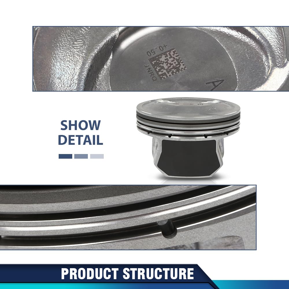 PIT66 0.50MM Engine Piston & Rings Set Compatible with Kia Optima, Sorento/Hyundai Sonata 2011-2013 2359CC L4 DOHC, Fit Hyundai Kia 2011-2019 for G4KJ 2.4L Engine 23040-2G500, 23410-2G500