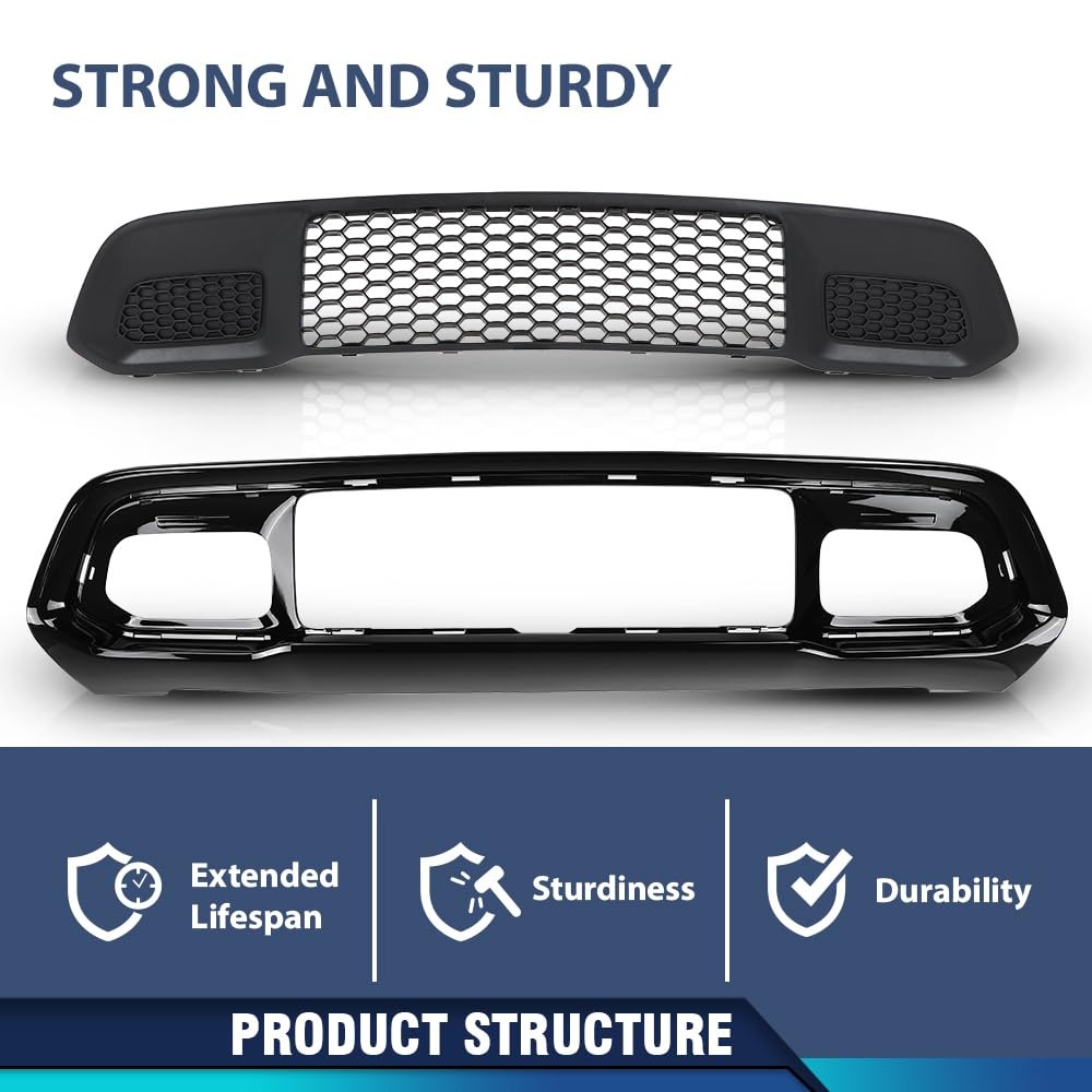 PIT66 Front Lower Grille & Black Bumper Grill Fit Grand Cherokee 2017-2022