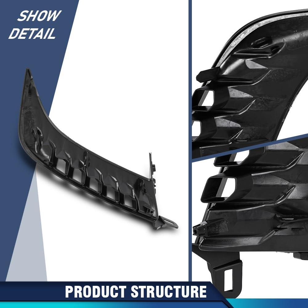 PIT66 Left Front Bumper Side Trim Molding W/o Sensor Hole 1 PC Compatible with Toyota Camry SE 2025 TO1038285, 52713AQ020, 52713 AQ020, 52713-AQ020 Gloss Black