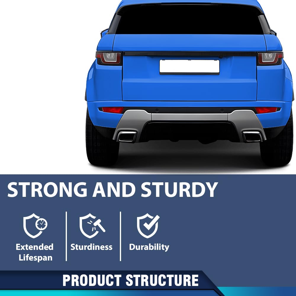 PIT66 Rear Bumper Exhaust Tube Trim Pair Compatible with Land Rover Range Rover Evoque 2010-2018, Only Fit Dynamic Model (With Square Exhausts) LR027872, LR027871 Silver