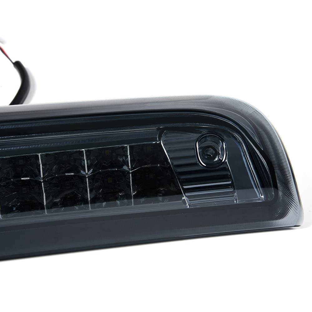 PIT66 LED 3rd Brake Light, Compatible with 14-18 Chevy Silverado Sierra 1500 / Chevy Silverado Sierra 2500HD 3500HD Cargo High Mount Stop Tail Light Clear Housing Smoky Lens