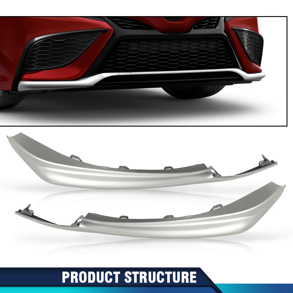 PIT66 Front Bumper Side Lower Molding Trim Set Driver and Passenger Side Compatible with Toyota Camry XSE SE 2021-2023 5312406260 5312306190 TO1046115 TO1047115 Silver