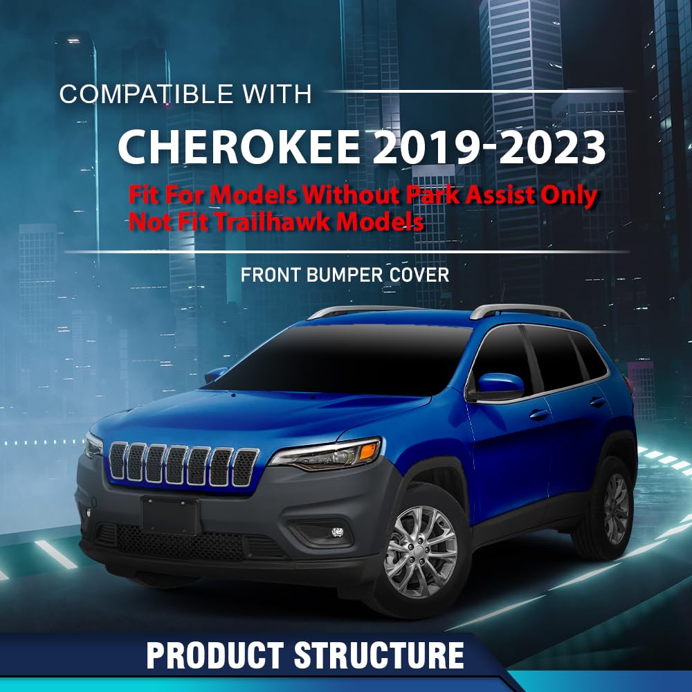 PIT66 Front Upper Bumper Cover Fascia Fit Jeep Cherokee 2019-2023