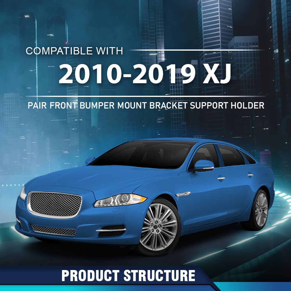PIT66 Front Bumper Mount Bracket Support Holder Pair Compatible with Jaguar XJ 2010-2019 C2D43335, C2C39520, C2D43333, C2D2819 Black