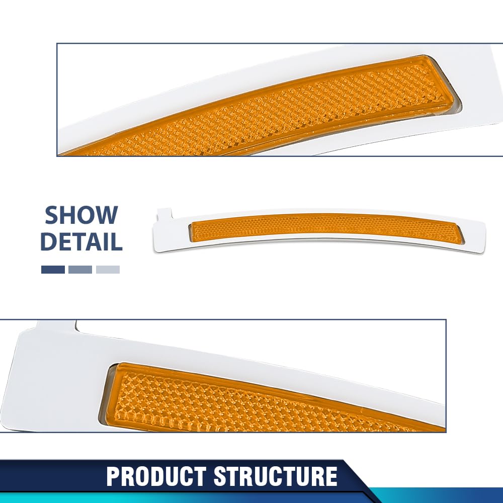 PIT66 Front Bumper Reflector Cover Driver Left Side Compatible with BMW F01 F02 7-Series 2009-2015 63147191111, 63 14 7 191 111 Yellow Lens
