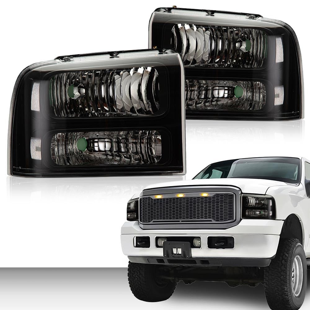 PIT66 Headlights Assembly Fit 2005-2007 Ford F250 F350 F450 F550 Super Duty