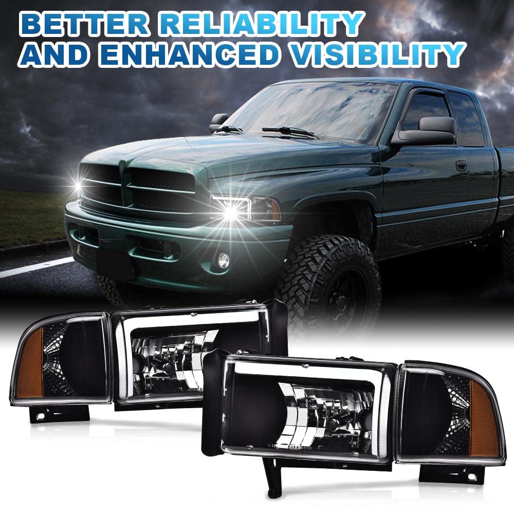 PIT66 LED Headlight Assembly Fit Dodge Ram 1500 2500 3500 1994-2002