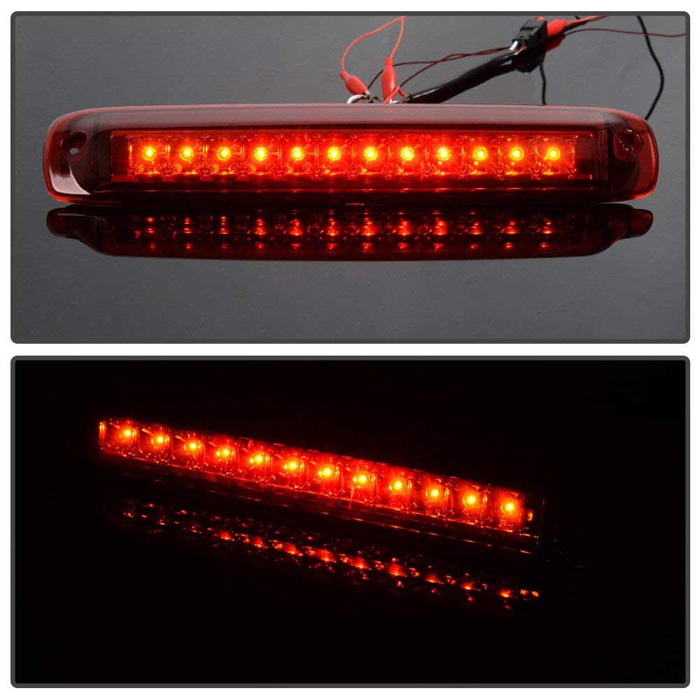 PIT66 LED 3rd Brake Light, Compatible with 99-06 Chevy Silverado 1500 2500 3500 / GMC Sierra Silverado Classic 07 Sierra Classic Led Third Brake Lamps Red Lens Clear Housing