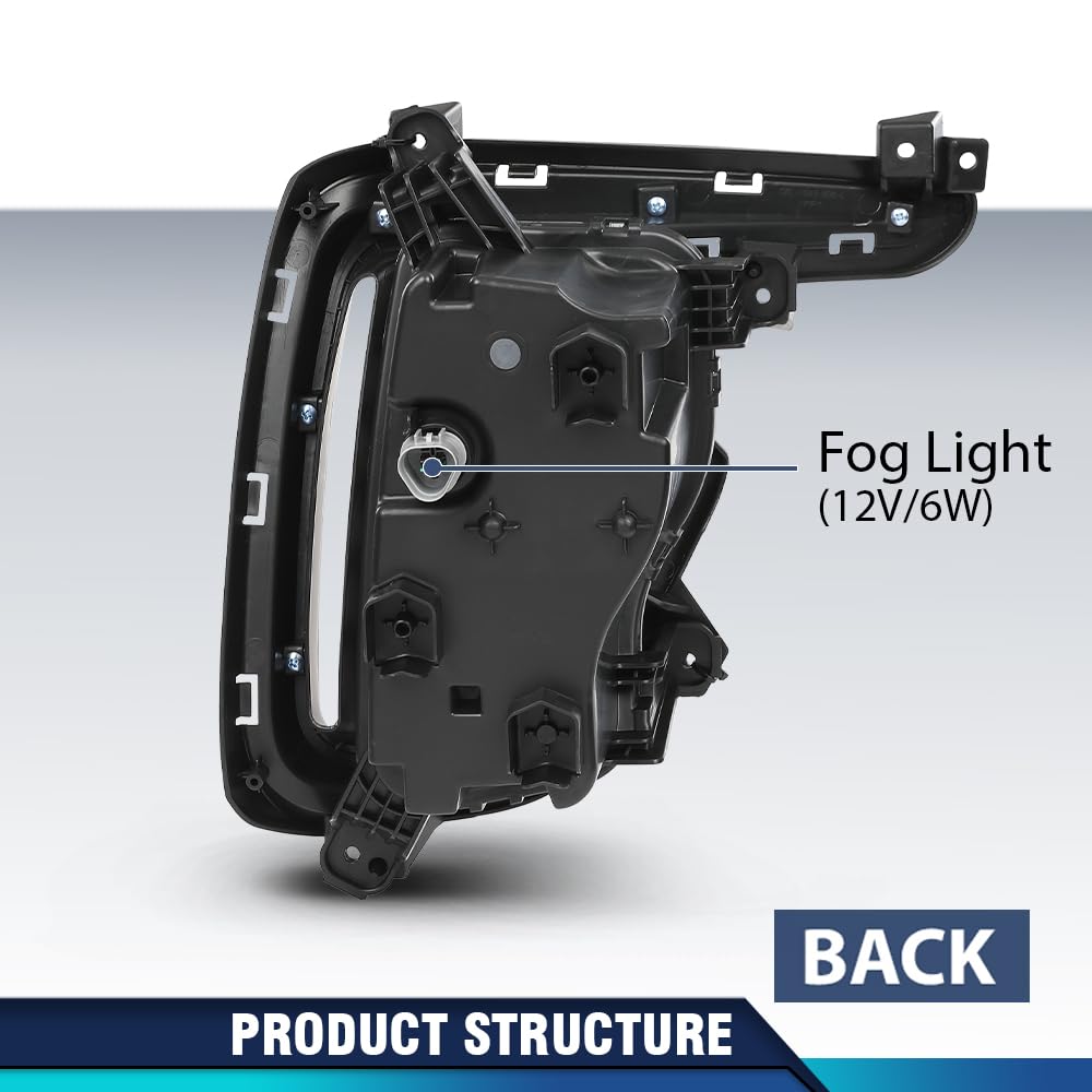 PIT66 Front LED Fog Lights Lamps w/Bezels Covers Compatible with Hyundai Santa Fe 2017 2018 2019 Clear Lens Black Housing 86564B8AC0, 86563B8AC0, 92202B8610, 92201B8610