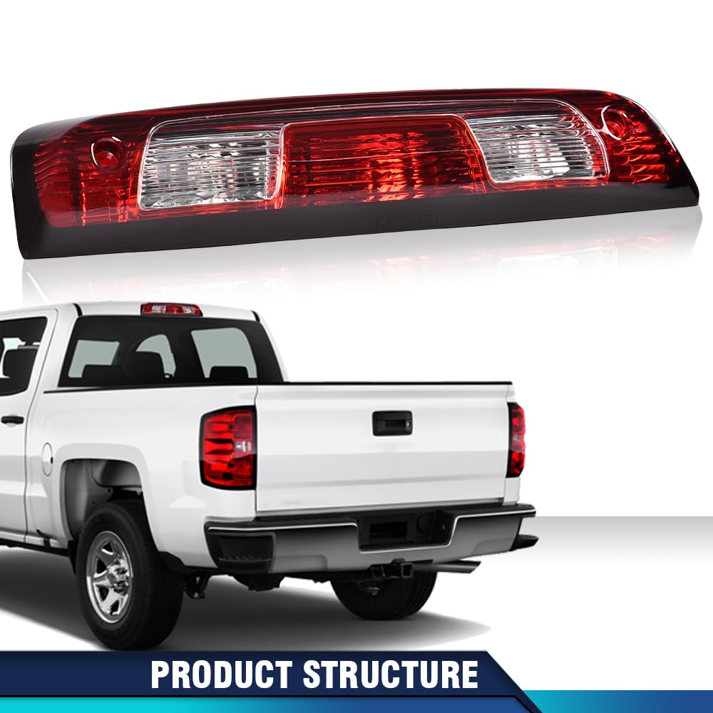 PIT66 Rear High Mount 3rd Third Brake light Compatible With Chevy Silverado 2015-2021/Compatible With GMC Sierra 1500 2500 3500 2015-2021 23509162 84900397 Red