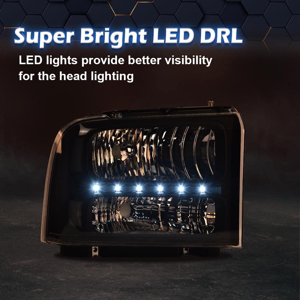 PIT66 LED Point Headlight Fit 2005-2007 Ford F250 F350 F450 F550 Super Duty