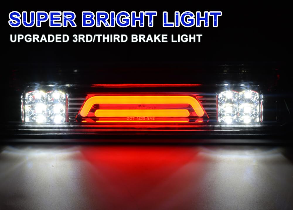 PIT66 LED 3rd Brake Light, Compatible with 07-10 Ford Explorer Sport Trac/04-08 Ford F150 Lobo/06-08 Lincoln Mark LT Third Brake Stop Lamp Light Clear Lens Chrome Housing