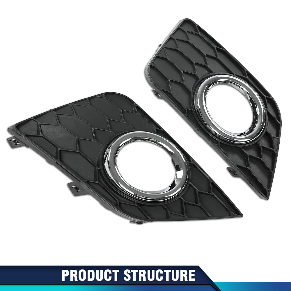 PIT66 New Pair Front Bumper Fog Light Lamp Frame Covers w/Hole Chrome Compatible with Nissan Sentra 2016-2019 622564AF0B 622574AF0B NI1039142 NI1038142 Fog Lamp Accessories