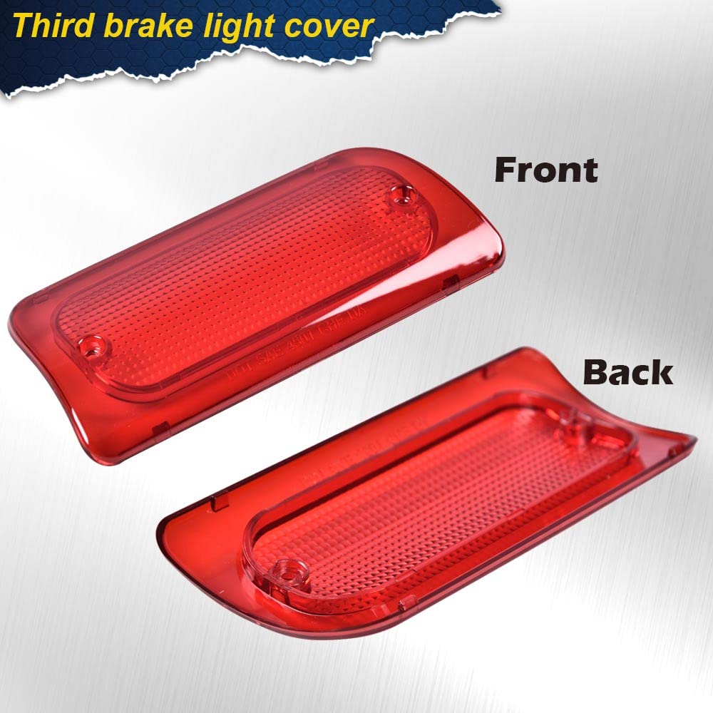 PIT66 3rd Brake Light Lens, Compatible with 94-2004 Chevy S10 /94-2004 GMC Sonoma (Standard or Crew Cab Only) Cab High 3rd Brake Light Lens Red Len