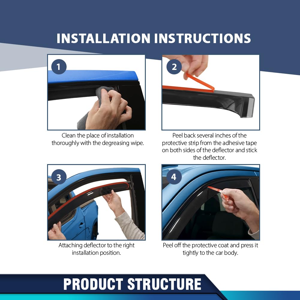 PIT66 Outside Mount Vent Window Visor Fit Toyota 4Runner 2010-2024