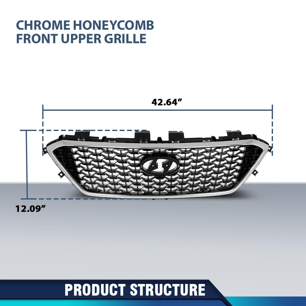 PIT66 Front Bumper Upper Grille Fit Hyun.dai Sonata 2015-2017