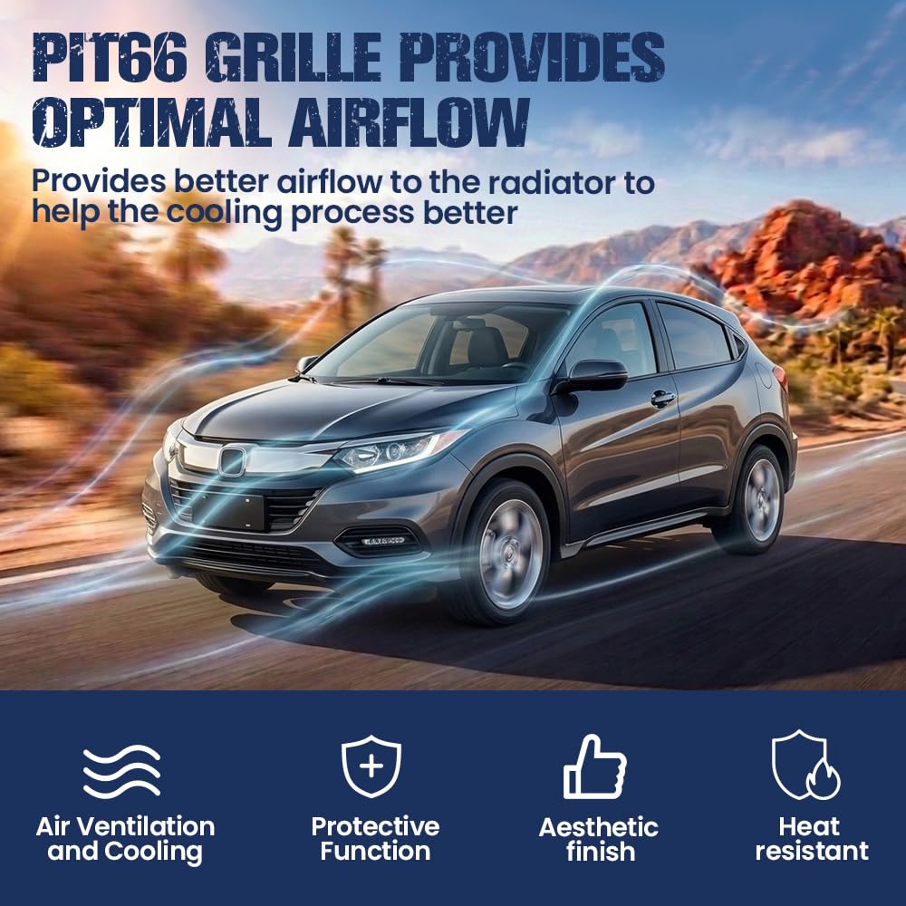 PIT66 Front Upper Grille with Emblem Hood Fit 2019-2020 Honda HR-V