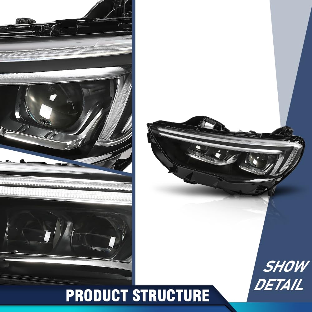 PIT66 Front Left Driver Side Full LED Headlight Assembly Headlamp without Bulb 1 Pc Compatible with Buick Regal 2018 2019 2020 39050376 Black