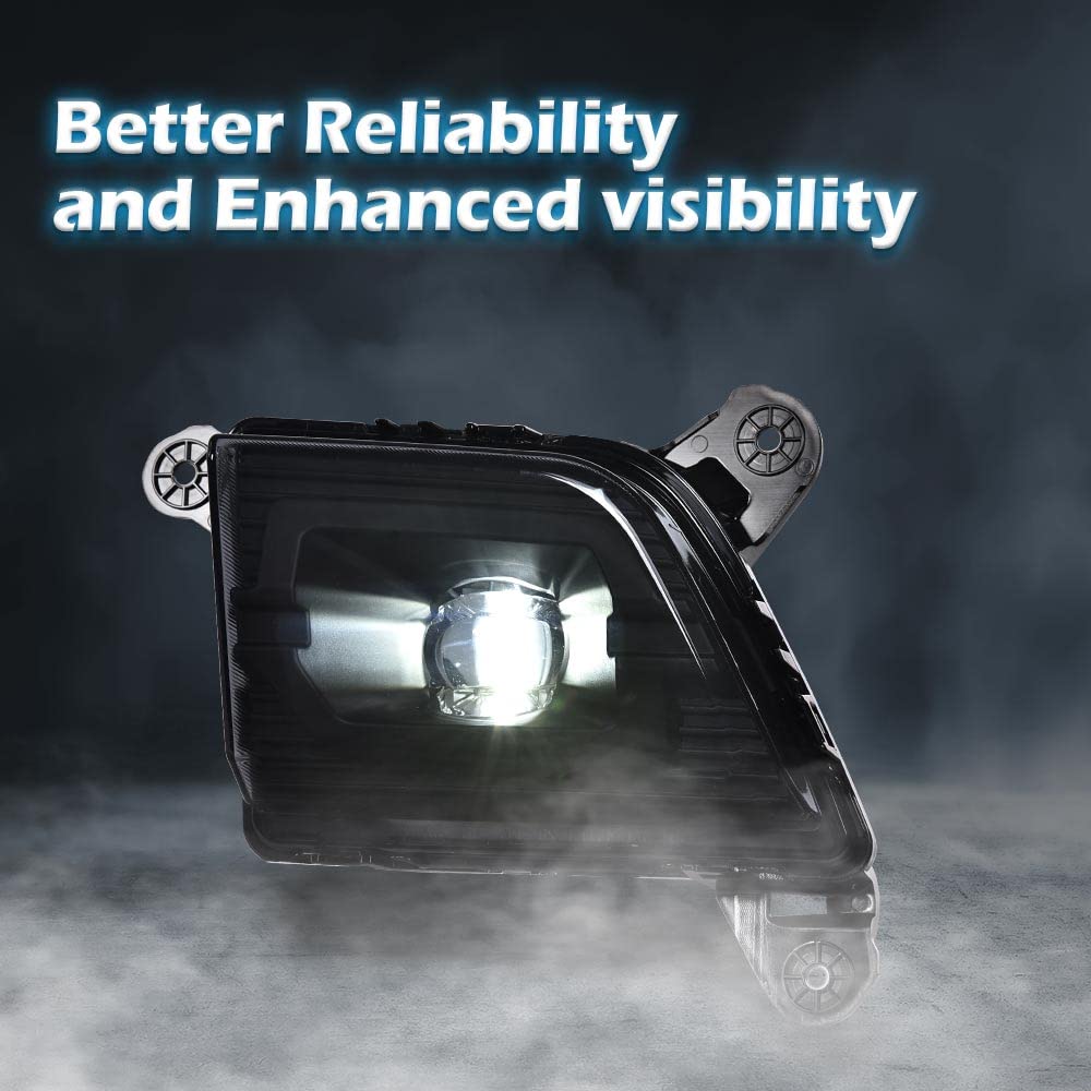 PIT66 LED Fog Lights, Compatible with 2019-2022 New Generation Chevy Silverado 1500 without RPO Code U12 Without Harness Smoky Lens Black Housing #84125494#84962680