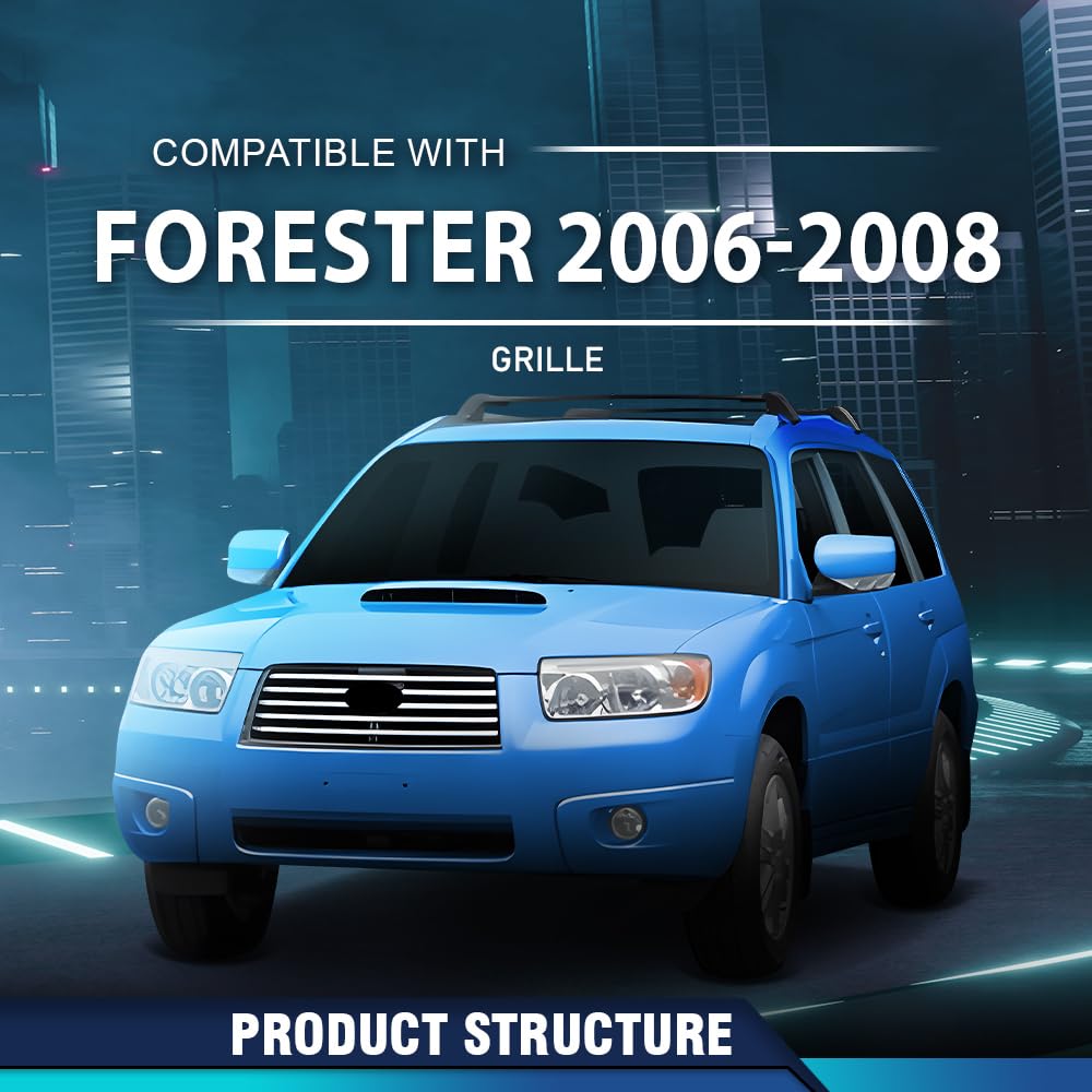 PIT66 Front Bumper Grill Grille Fit Subaru Forester 2006-2008 Gray & Sliver