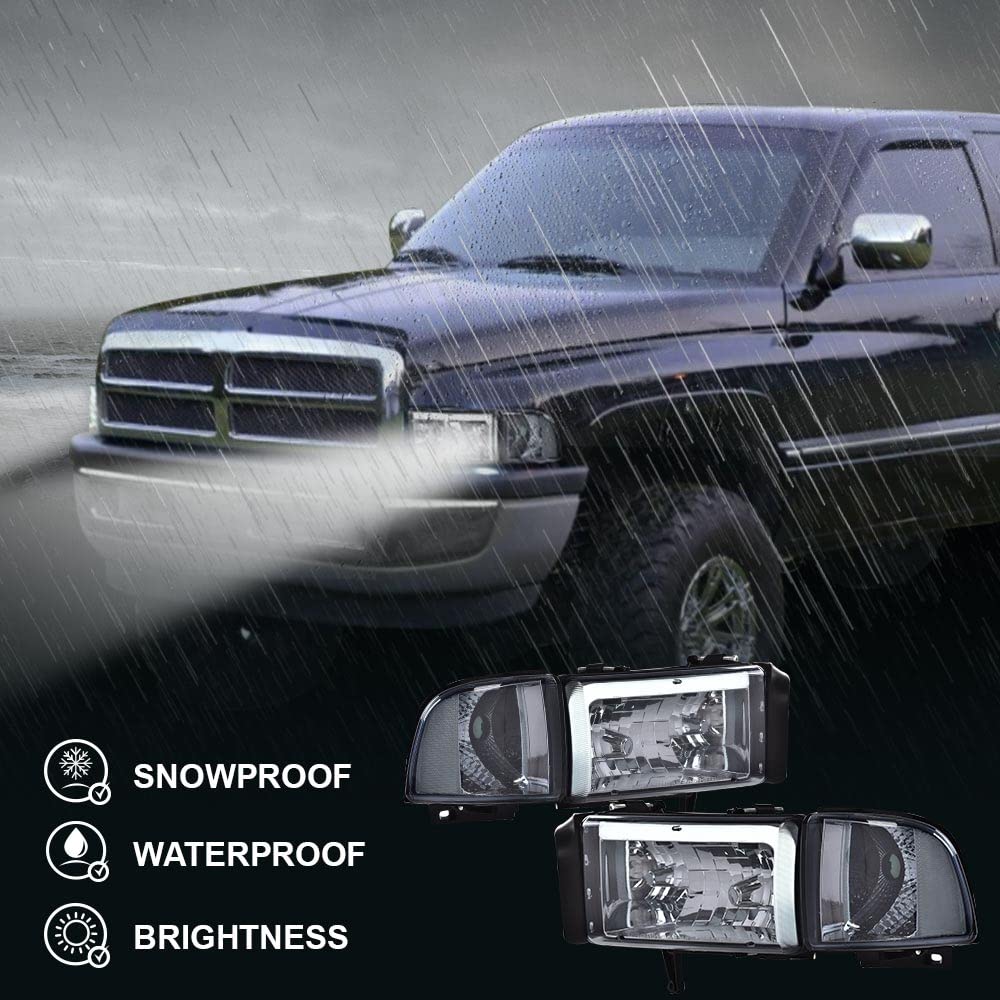 PIT66 LED Headlights Assembly Fit 1994-2001 Dodge Ram / 2500 3500 1994-2002