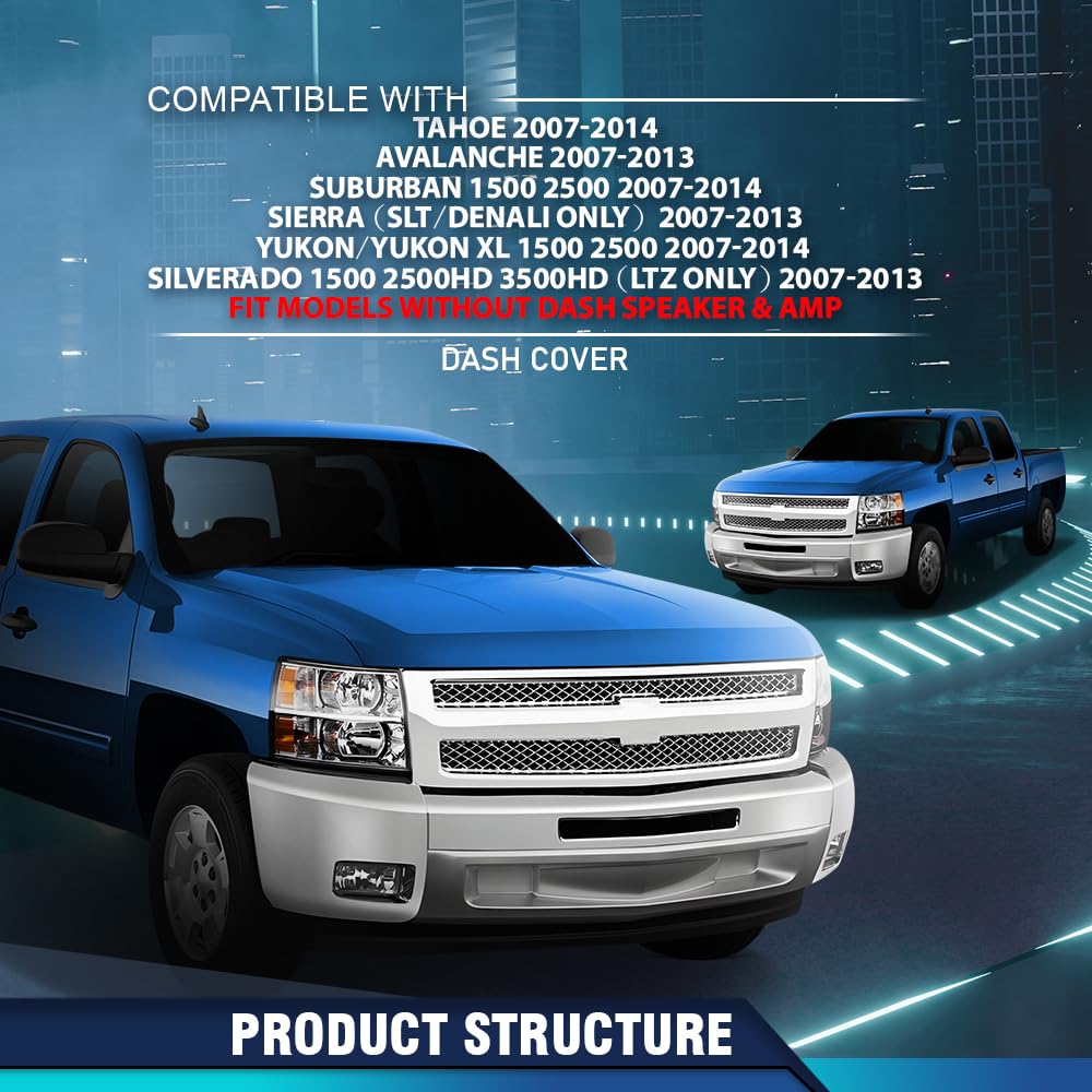 PIT66 Beige TPE Dashboard Cover Fit Chevy Silverado GMC Sierra 2007-2013