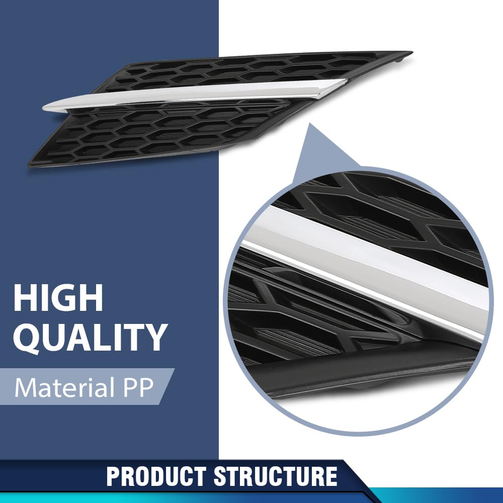 PIT66 Front Bumper Grille Left & Right Side Textured Compatible with Toyota RAV4 2013 2014 2015 TO1200361, TO1200360, 531050R010, 531060R010 Black & Chrome