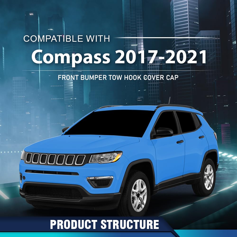 PIT66 Front Bumper Tow Hook Plug Eye Cap Cover Fit Jeep Compass 2017-2021