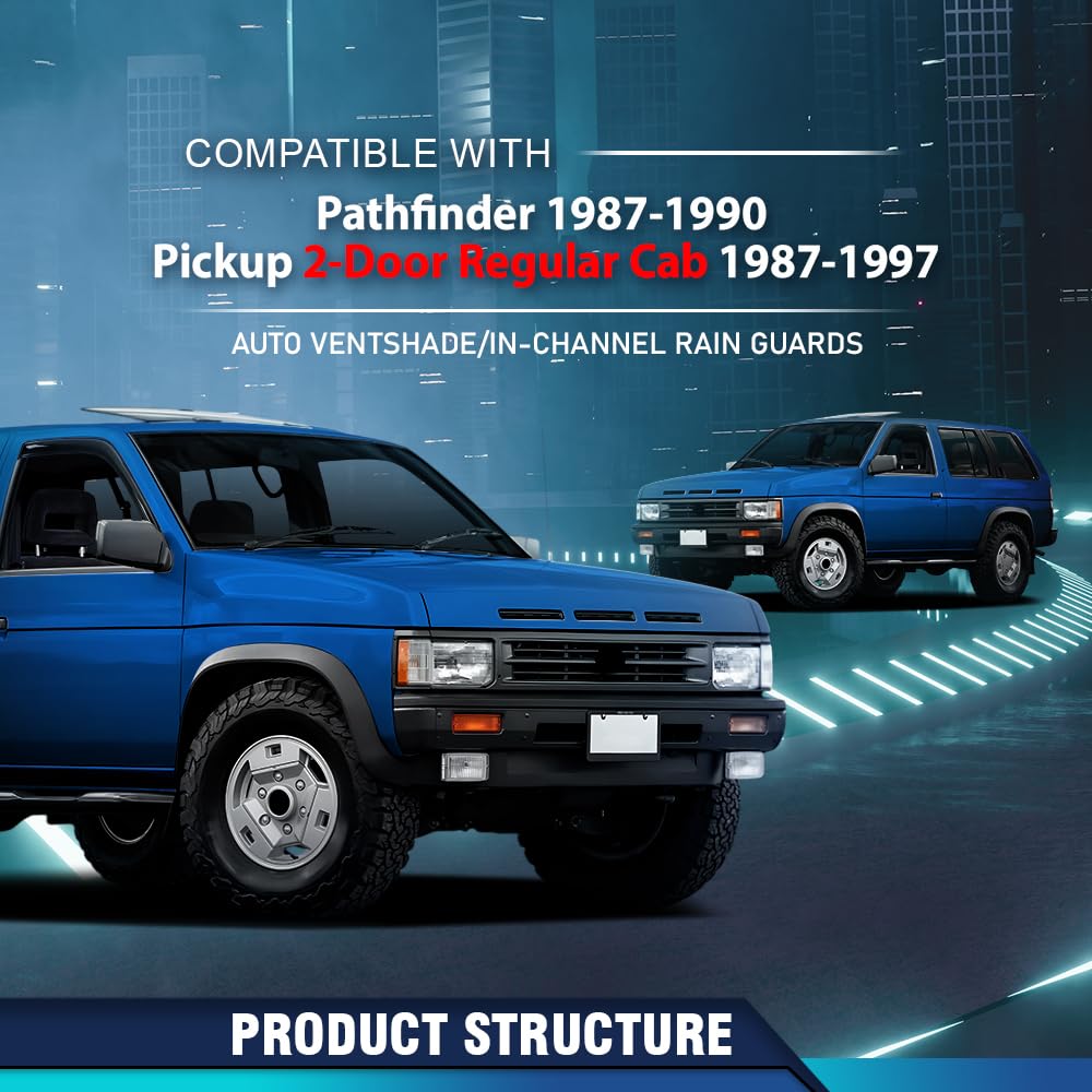 PIT66 in-Channel Ventvisor Window Deflectors & Sun Visors Interior Sun Visor 2 Pcs Fit Nissan Pathfinder 1987-1990 Fit Nissan Pickup 2-Door Regular Cab 1987-1997 Smoke