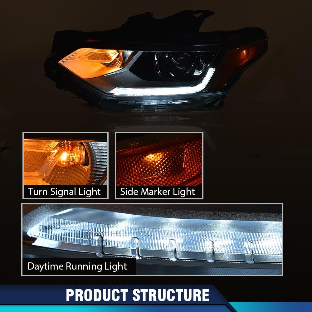 PIT66 HID/Xenon Headlight Assembly w/LED DRL & Side Marker Light w/o D3S HID Bulb Compatible with Chevy Traverse 2018-2021 84721414, GM2502487 Left Driver