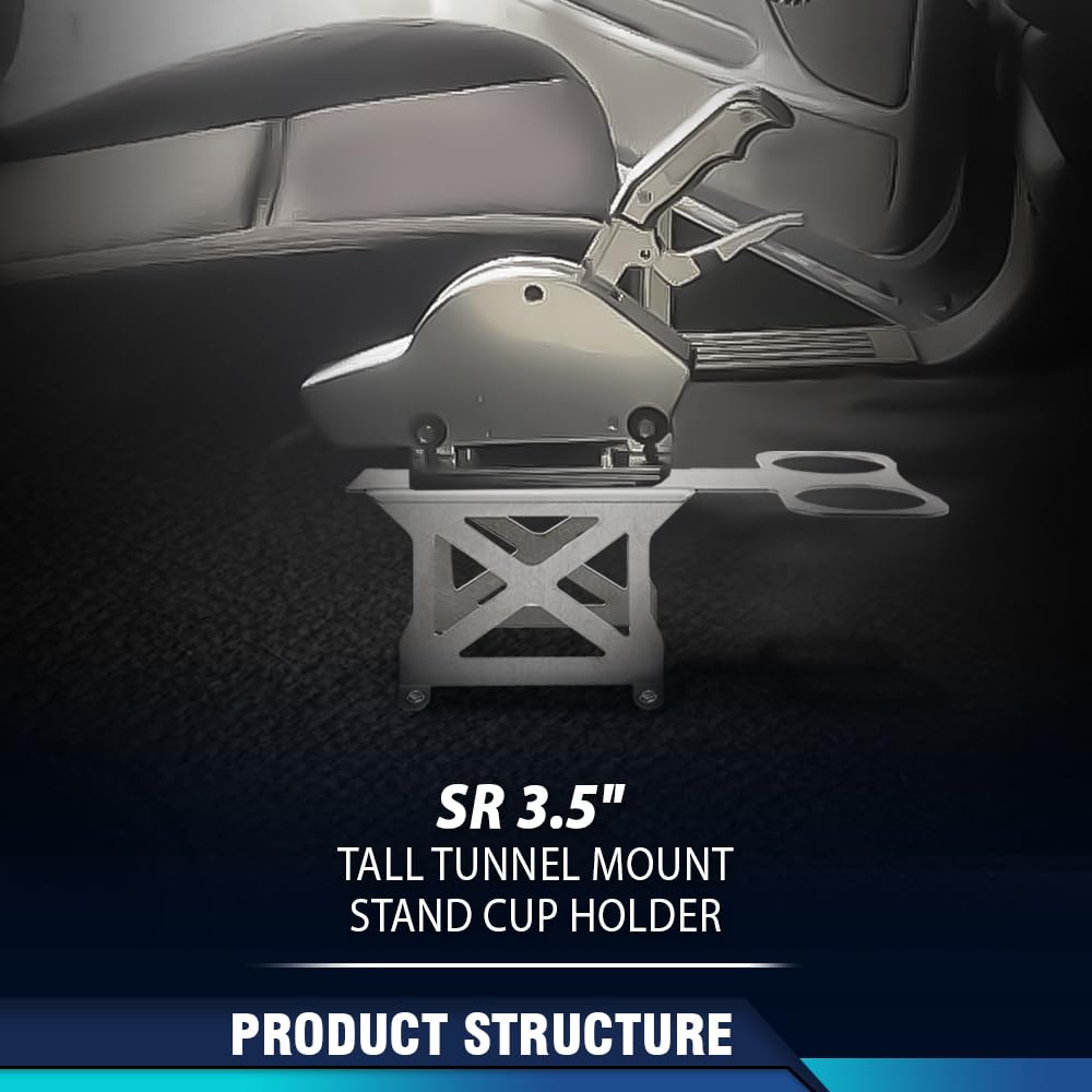 PIT66 3.5" Tall Tunnel Mount Stand Cup Holder Fit for B&M Hurst TCI Ratchet Mega Shifter Silver