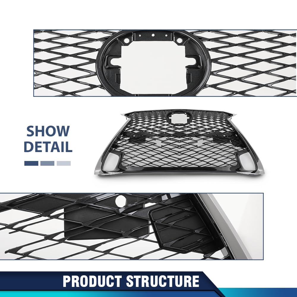 PIT66 Front Bumper Grille Fit LX GS200t GS350 GS450h 2016-2020 Gray