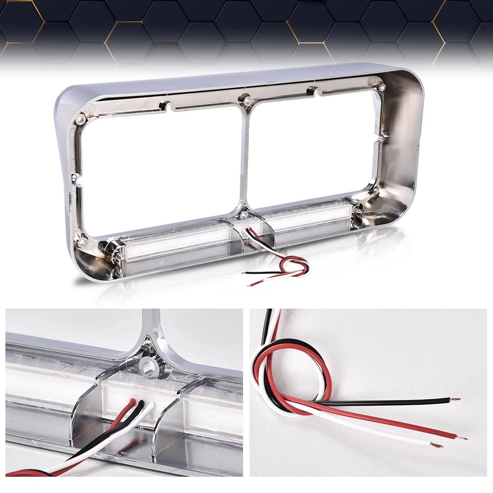 PIT66 12" Headlight Visor Bezels w/Amber LED Bar Compatible with Kenworth T400 T600 T800 W900 Classic 120 132 /Peterbilt 378 379 /Western Star 4900