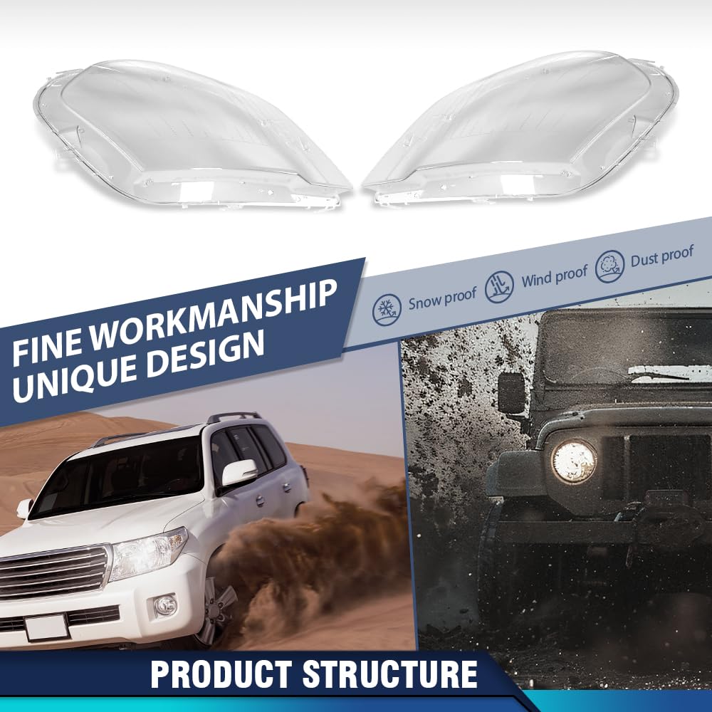 PIT66 Front Headlight Lens Headlamp Covers Left & Right Pair, Headlamp Lens