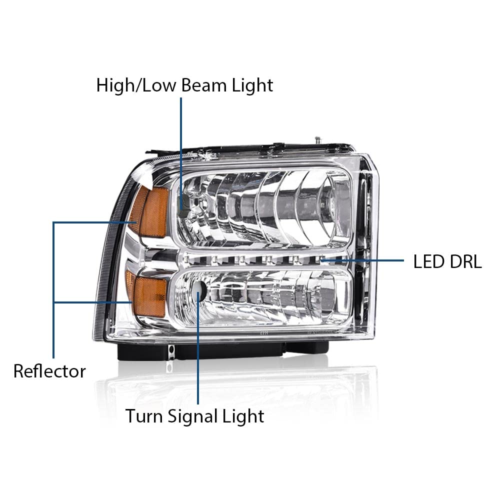 PIT66 LED Point Headlight Fit Ford F250 F350 F450 F550 Super Duty 2005-2007