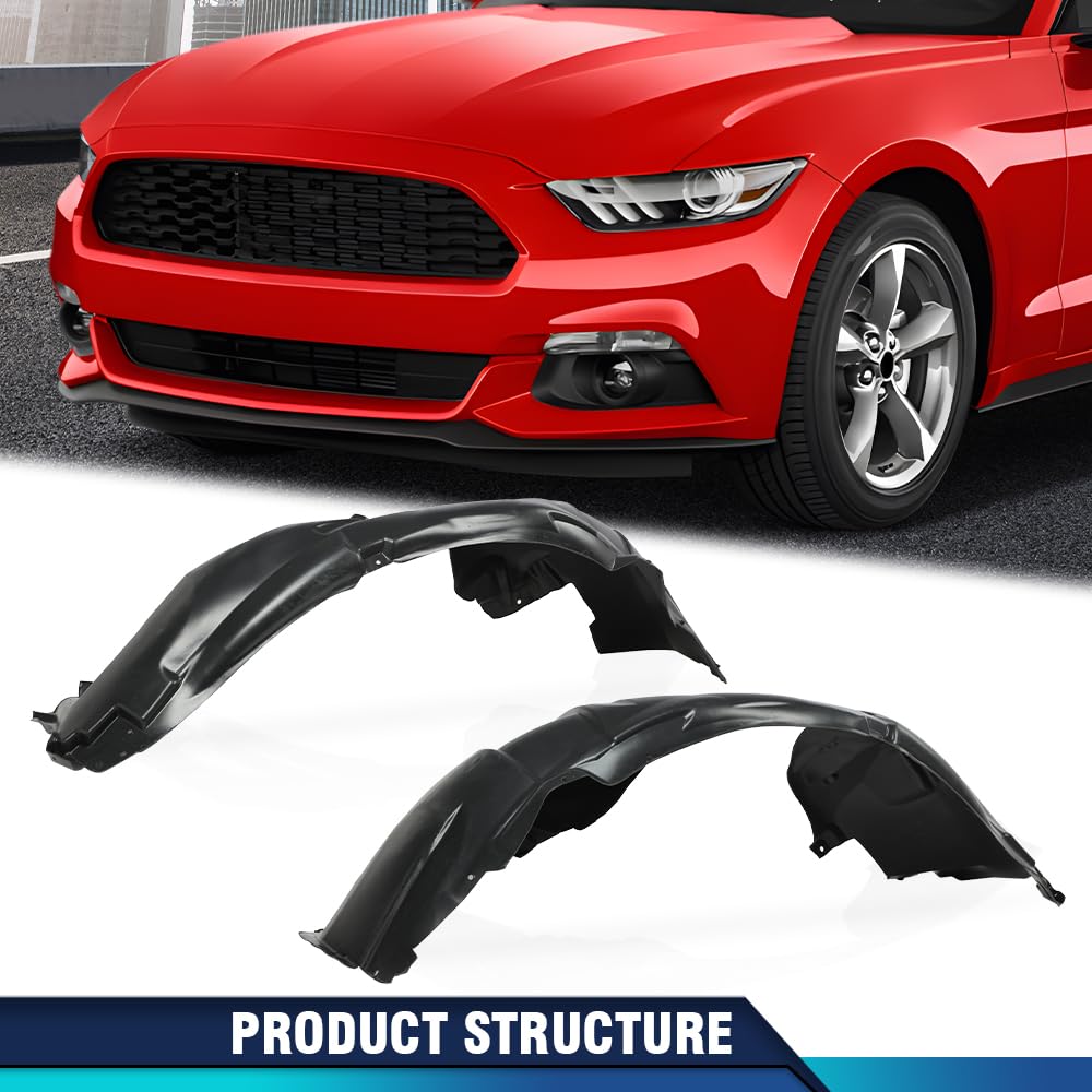 PIT66 Fender Liner Front Driver and Passenger Side Compatible with Ford Mustang 2015-2017 FO1249165 FO1248165 FR3Z16102A FR3Z16103A