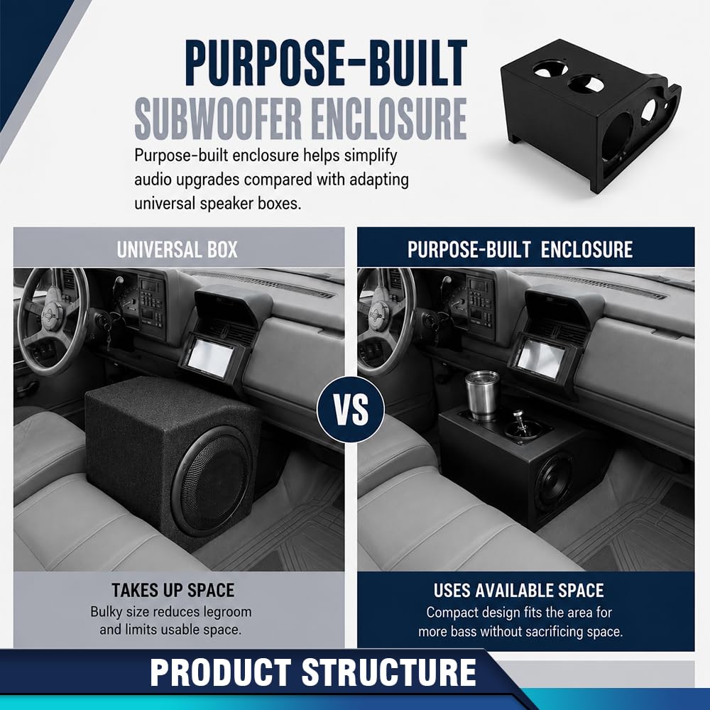 PIT66 Mini Center Console Subwoofer Box Fit Chevy Silverado 1988-1994