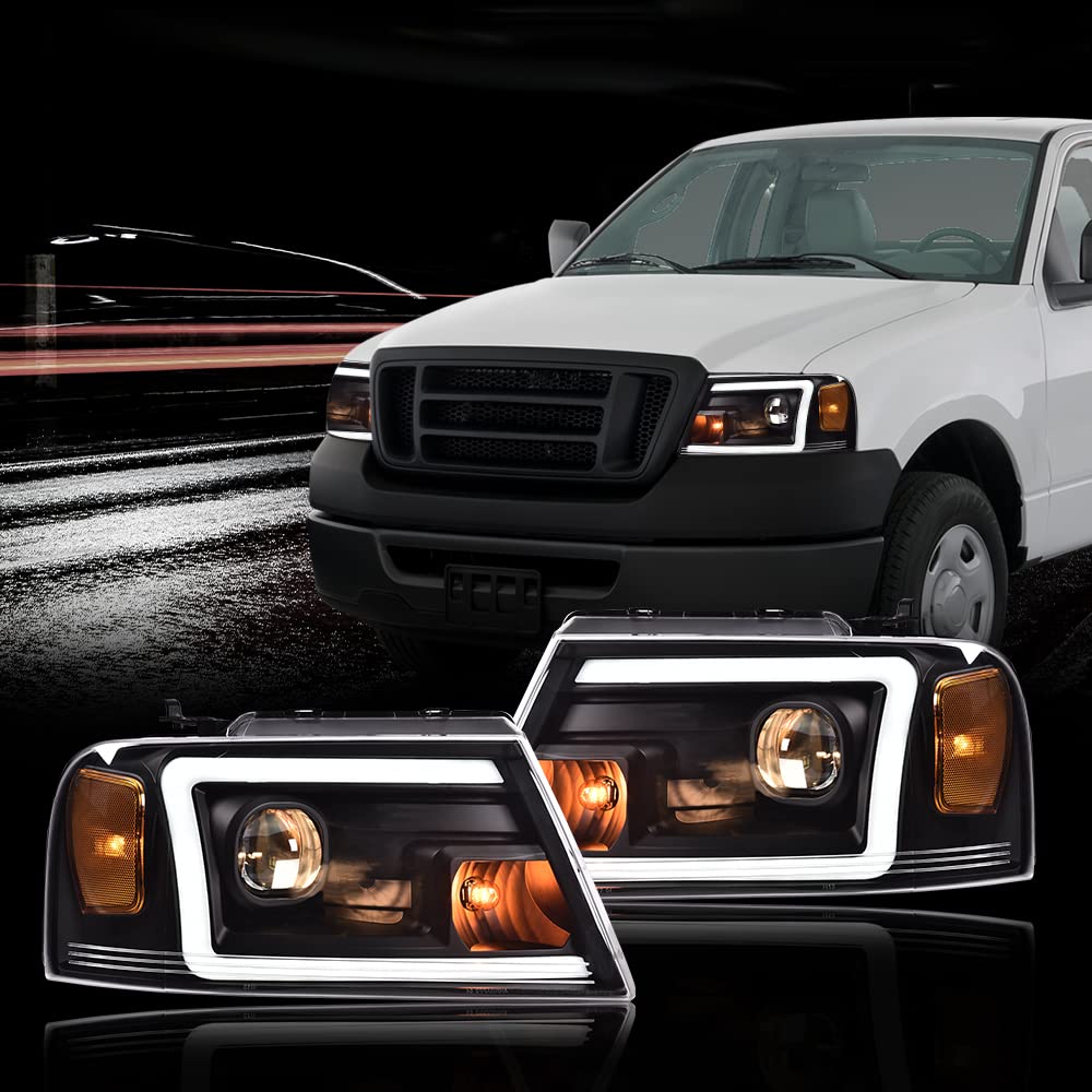 PIT66 Convex LED Projector Headlights Fit 2004-2008 Ford F150