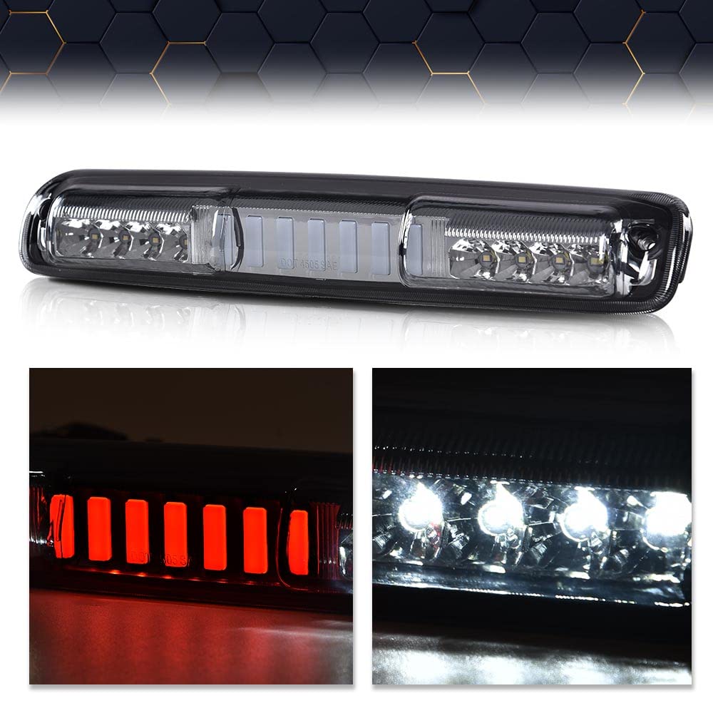 PIT66 LED 3rd Brake Light,Compatible with 99-07 Chevy Silverado/99-07 GMC Sierra 1500 2500HD 3500 High Mount Stop Parking Light I Type Third Brake Cargo Lamps Chrome Housing Clear Lens