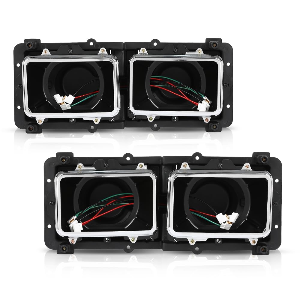 PIT66 Headlight Housing Base Pair Compatible with Freightliner FLD 112 120 Truck 1989-2003 A0615605002, A0615605003 Black