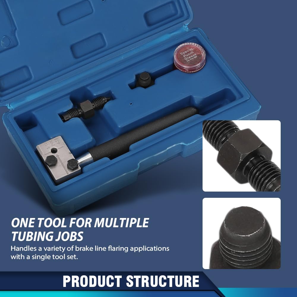 PIT66 3/16 Inch Brake Line Flaring Tool Kit, Double Flare Tubing Tool,