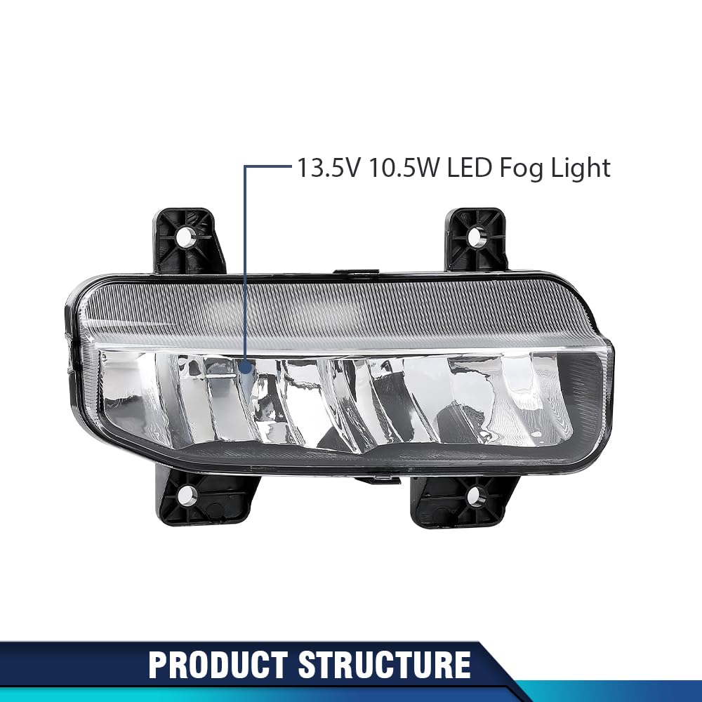 PIT66 Front LED Bumper Fog Lights Lamps & Bracket Kit Compatible with Dodge Ram 1500 2019 2020 2021 Fog Light Covers w/Radar Hole 68273291AB, 68273292AB, 68312234AB, 82215273AB