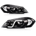 PIT66 LED DRL Headlight, Compatible with 2006-2013 Chevy Impala /2014-2016 Impala Limited/2006-2007 Monte Carlo Replacement Headlamp Assembly Accessories Clear lens Black Housing Clear Reflector