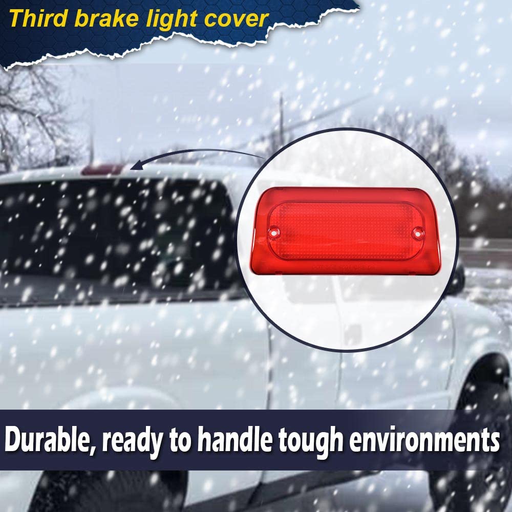 PIT66 3rd Brake Light Lens, Compatible with 94-2004 Chevy S10 /94-2004 GMC Sonoma (Standard or Crew Cab Only) Cab High 3rd Brake Light Lens Red Len