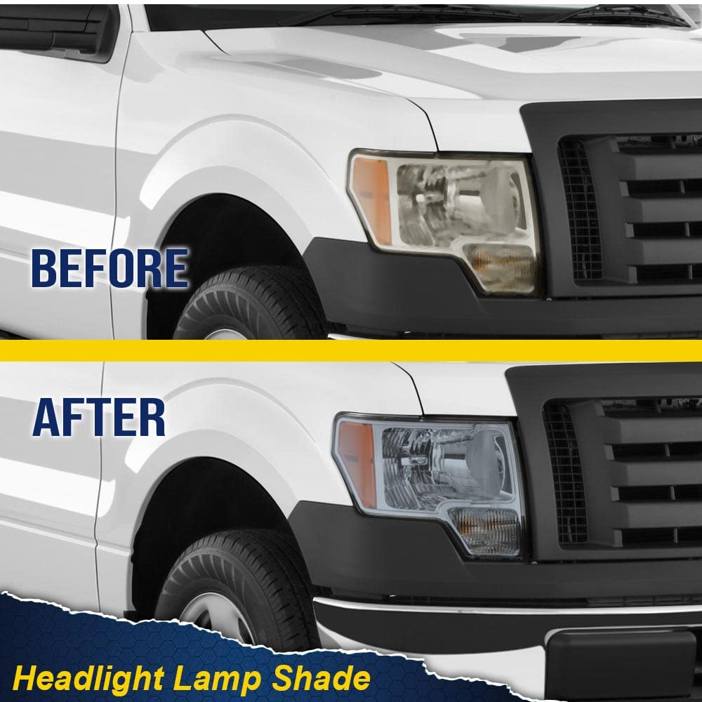 PIT66 Headlight Lens Cover, Compatible with 2009-2014 Ford F150 (Not Compatible on Models w/Factory HID Headlights) Smoky