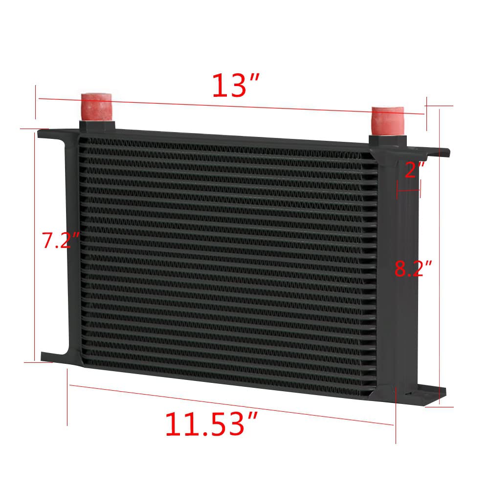 PIT66 25 Row AN10-10AN Universal Aluminum Engine Transmission Oil Cooler Kit+ Oil Filter Relocation Kit Black C Set 1