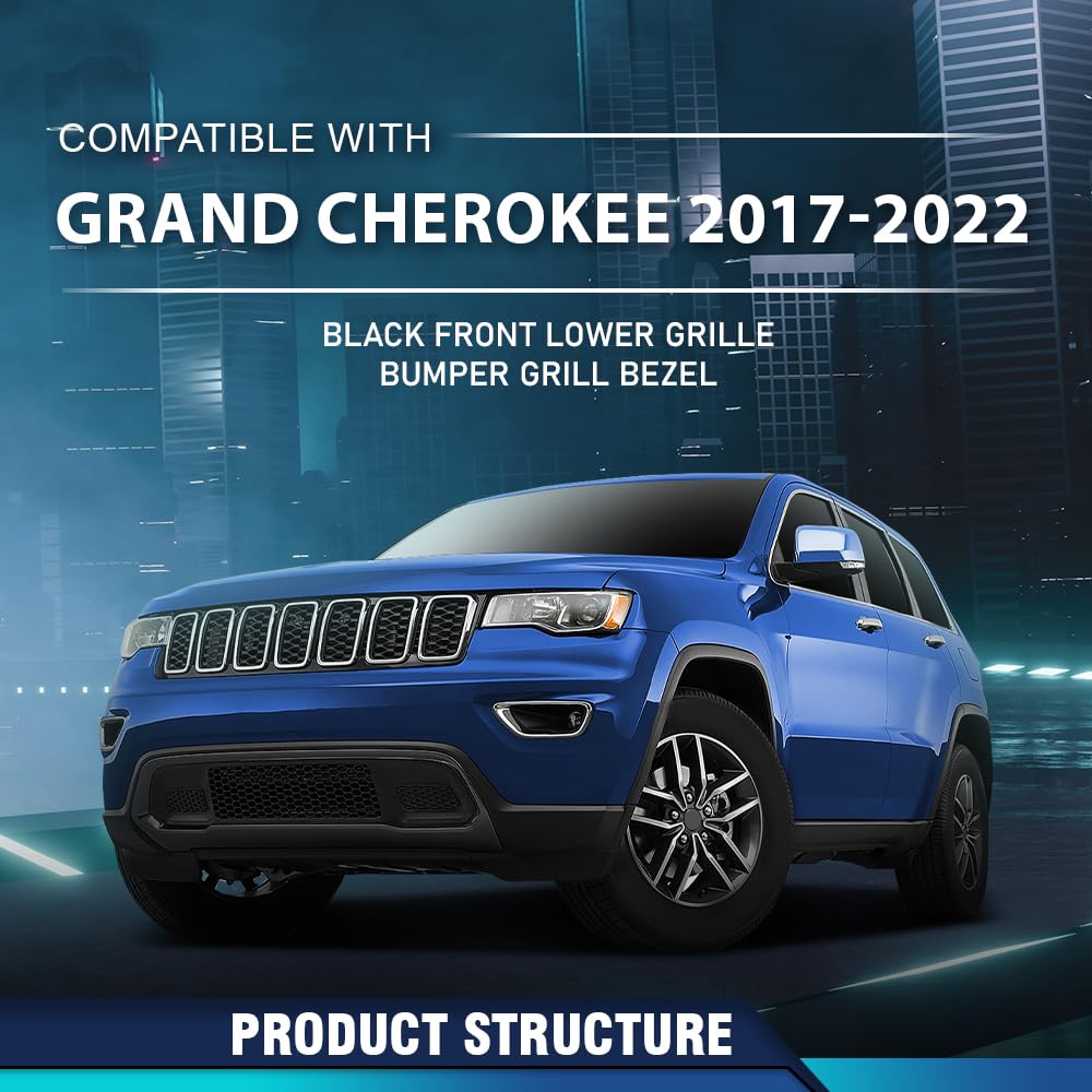 PIT66 Front Lower Grille & Black Bumper Grill Fit Grand Cherokee 2017-2022